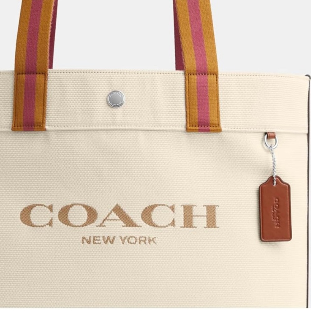 COACH Unisex's Canvas Tote Carry Bag, Natural/Multi-Coloured CK168